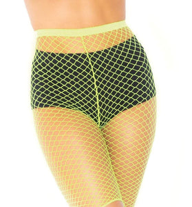 Industrial Fishnet Biker Shorts - One Size - Neon Yellow LA-8882NY
