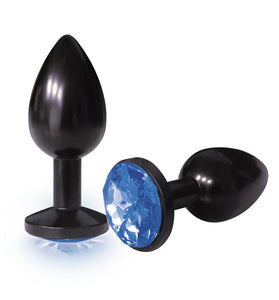 The 9's the Silver Starter Anodized Bejeweled Stainless Steel Plug - Cobalt ICB2613-2