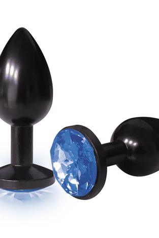The 9's the Silver Starter Anodized Bejeweled Stainless Steel Plug - Cobalt ICB2613-2