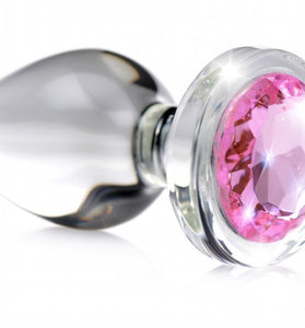 Pink Gem Glass Anal Plug - Small BTYS-AG430-SML