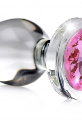 Pink Gem Glass Anal Plug - Small BTYS-AG430-SML