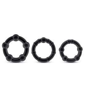 Stay Hard - Beaded Cock Rings - 3 Pack - Black BL-00015