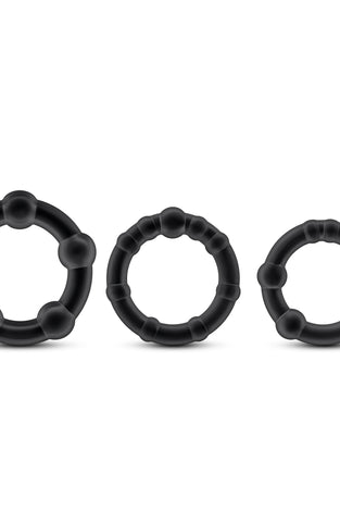 Stay Hard - Beaded Cock Rings - 3 Pack - Black BL-00015