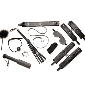 Hook Up 10 Piece Plush Bondage Set - Black MS-AG989-BLK