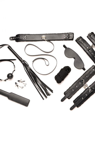 Hook Up 10 Piece Plush Bondage Set - Black MS-AG989-BLK