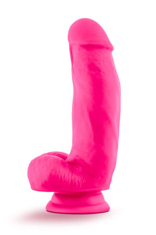 Neo Elite - 7 Inch Silicone Dual Density Cock  With Balls - Neon Pink BL-82300