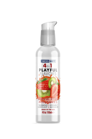 Swiss Navy 4-in-1 Playful Flavors - Strawberry  Kiwi Pleasures - 4 Fl. Oz. MD-SN4N1FSKP4