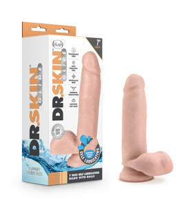 Dr. Skin Glide - 7 Inch Self Lubricating Dildo  With Balls - Vanilla BL-36414