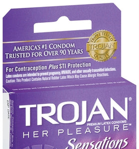 Trojan Her Pleasure Sensations Lubricated  Condoms - 3 Pack TJ97320