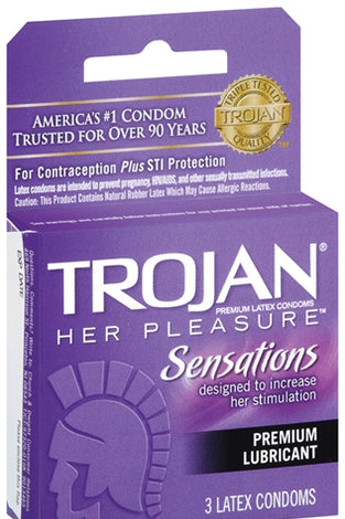 Trojan Her Pleasure Sensations Lubricated  Condoms - 3 Pack TJ97320