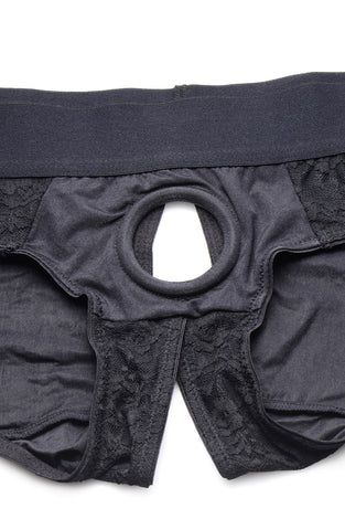 Lace Envy Black Crotchless Panty Harness - S/m SU-AG453-SM