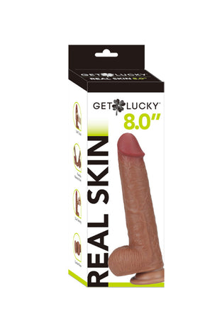 Get Lucky 8 Inch Real Skin Dildo - Light Brown TMN-GL-0664