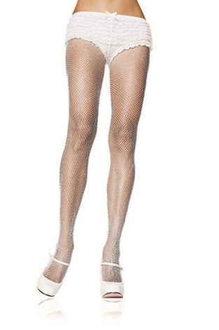 Fishnet Pantyhose - One Size - White LA-9001WHT