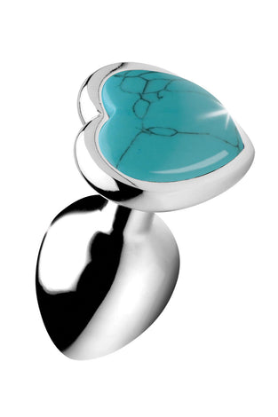 Turquoise Heart Anal Plug - Small BTYS-AG752-SML