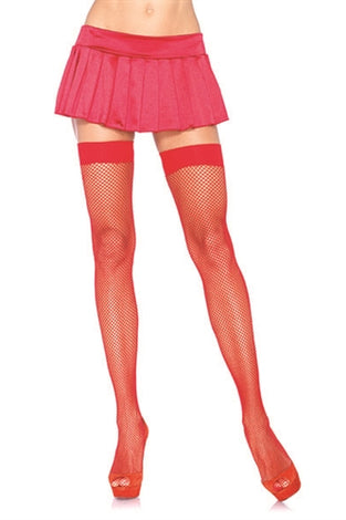 Fishnet Thigh High - One Size - Red LA-9011RED