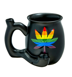 Embossed Leaf Matt Black Mug - Rainbow Leaf FC-82505