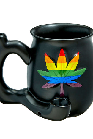 Embossed Leaf Matt Black Mug - Rainbow Leaf FC-82505