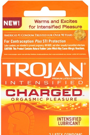Trojan Intensified Charged Orgasmic Pleasure Condoms - 3 Pack TJ95701
