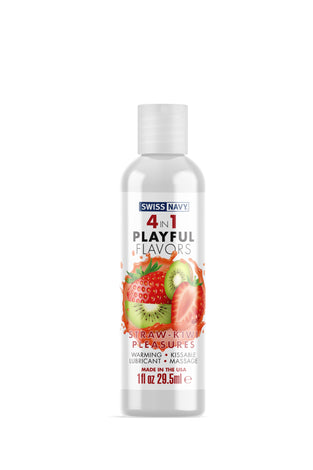 Swiss Navy 4-in-1 Playful Flavors - Strawberry  Kiwi Pleasures - 1 Fl. Oz. MD-SN4N1FSKP1