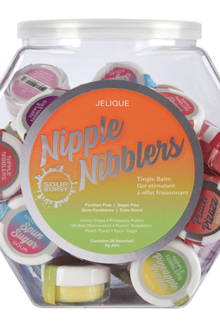 Nipple Nibbler Sour Tingle Balm Assorted - 36 Pc. Bowl - 3g Jar JEL2600-99