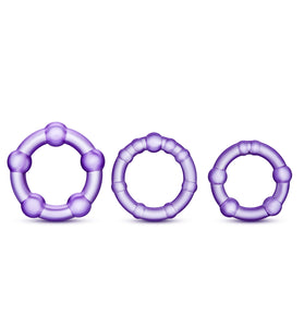 Stay Hard - Beaded Cock Rings - 3 Pack - Purple BL-00011