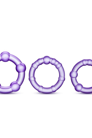 Stay Hard - Beaded Cock Rings - 3 Pack - Purple BL-00011