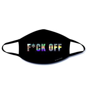 F*Ck Off Holographic Text Face Mask With Black  Trim NN-MSKM-FCKBLA
