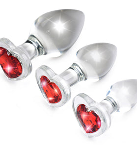 Red Heart Gem Glass Anal Plug Set BTYS-AG433