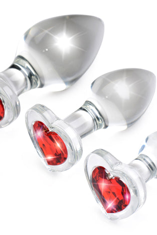 Red Heart Gem Glass Anal Plug Set BTYS-AG433