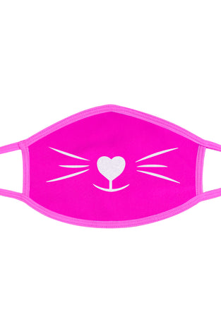 Pretty Kitty White Glitter Neon Uv Pink Face Mask NN-MSKM-WMEPIN