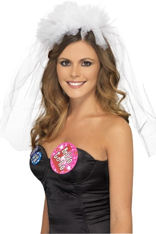 Hen Night Veil Headband - White FV-26836