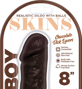Dickboy - Skins - Dildo With Balls - 8 Inch -   Chocolate Dick Lover HP3365