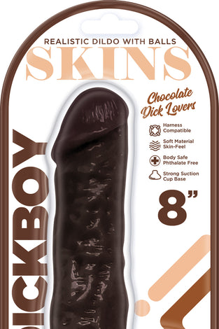 Dickboy - Skins - Dildo With Balls - 8 Inch -   Chocolate Dick Lover HP3365