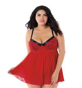 Babydoll, G-String - 1x - Ruby DG-11020XRBY1X