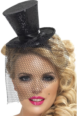 Mini Top Hat on Headband - Black FV-32927