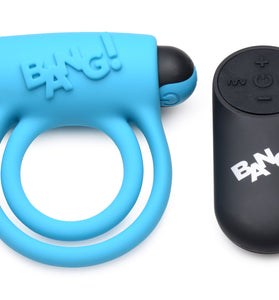 Bang - Silicone Cockring and Bullet With Remote Control - Blue BNG-AG572-BLU