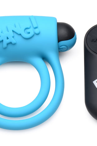 Bang - Silicone Cockring and Bullet With Remote Control - Blue BNG-AG572-BLU