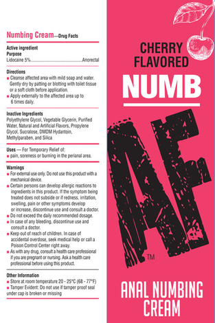 Numb Af - Anal Desensitizer Gel - Cherry -  1.5 Fl Oz LG-BT610