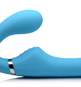 10x Mighty Rider Vibrating Strapless Strap-on - Blue SU-AG557-BLUE