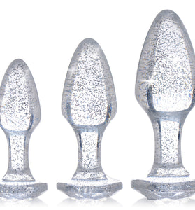 Glitter Gem Anal Plug Set - Silver BTYS-AG587-SIL