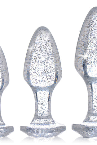 Glitter Gem Anal Plug Set - Silver BTYS-AG587-SIL