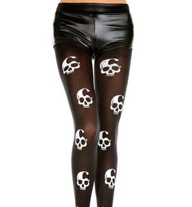 Skull Print Tights - One Size - Black / White ML-37349BLKWHT