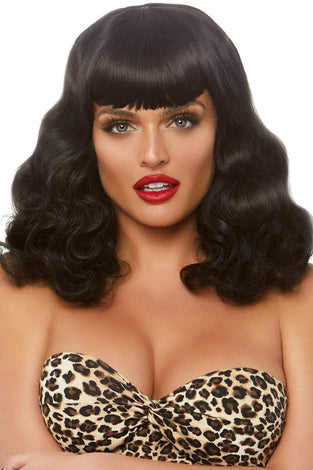 16 Inch Retro Curly Bob Wig - Black LA-A2860