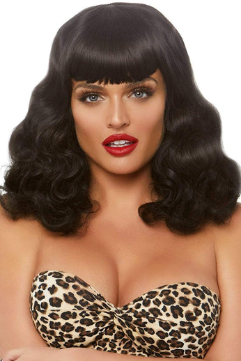 16 Inch Retro Curly Bob Wig - Black LA-A2860