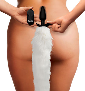 Vibrating White Fox Tail Slender Anal Plug TZ-AG246