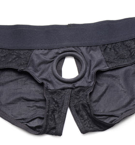 Lace Envy Black Crotchless Panty Harness - L/xl SU-AG453-LXL