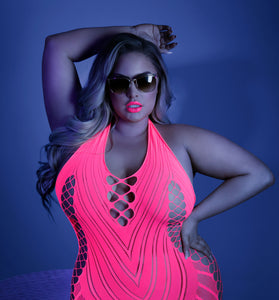Shock Value Halter Dress - Queen - Neon Pink FL-GL2108-QSNP