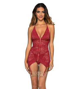 Garter Slip and G-String - One Size - Garnet DG-12488GAROS
