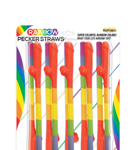 Rainbow Pecker Straws - 10 Pack HTP3250