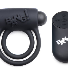 Bang - Silicone Cock Ring and Bullet With Remote  Control - Black BNG-AG572-BLK